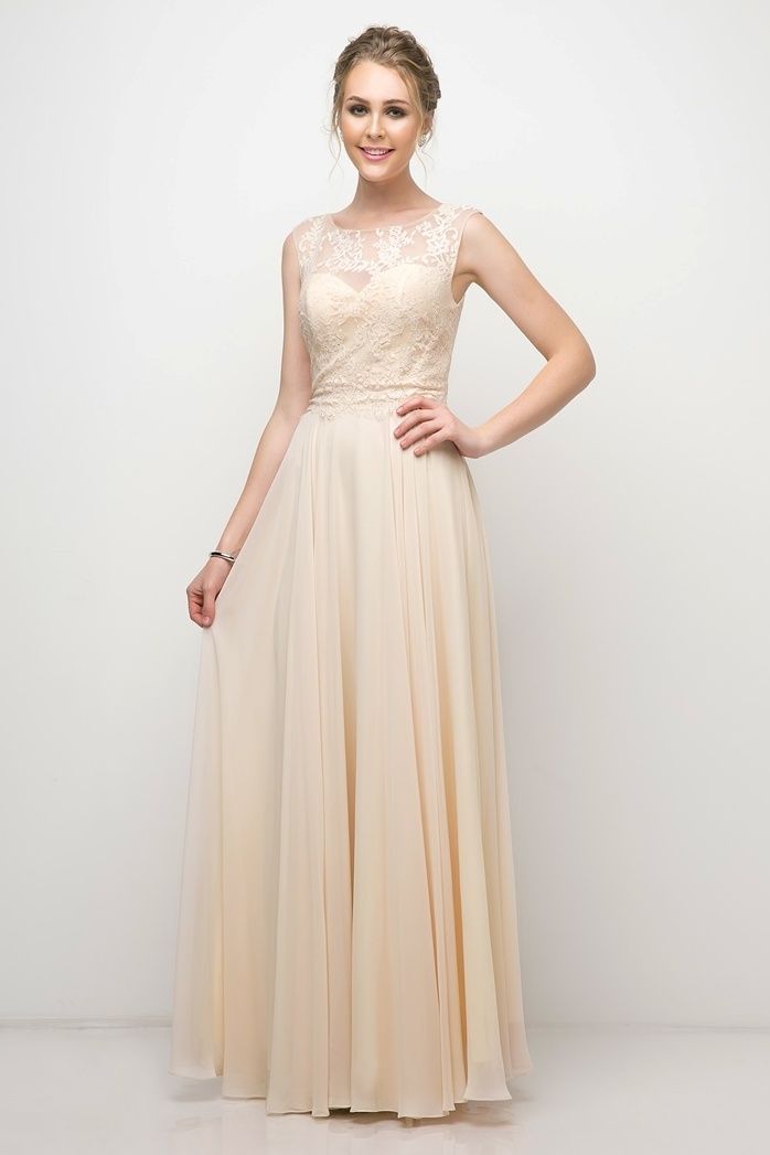 Illusion Floor-Length Chiffon Formal A-Line LaDivine CJ245