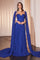 Formal Dresses Long Prom Formal Pleated Cape Dress Royal