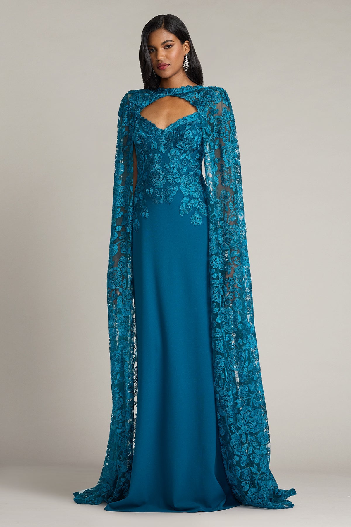Illusion Floor-Length Lace Formal Sheath/Column Tadashi Shoji CJH26122L