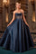 Prom Dresses Beaded Long Ball Gown Corset Prom Dress Navy