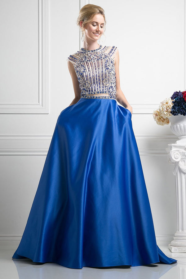 LaDivine CK28 Long Formal Beaded Prom Evening Dress