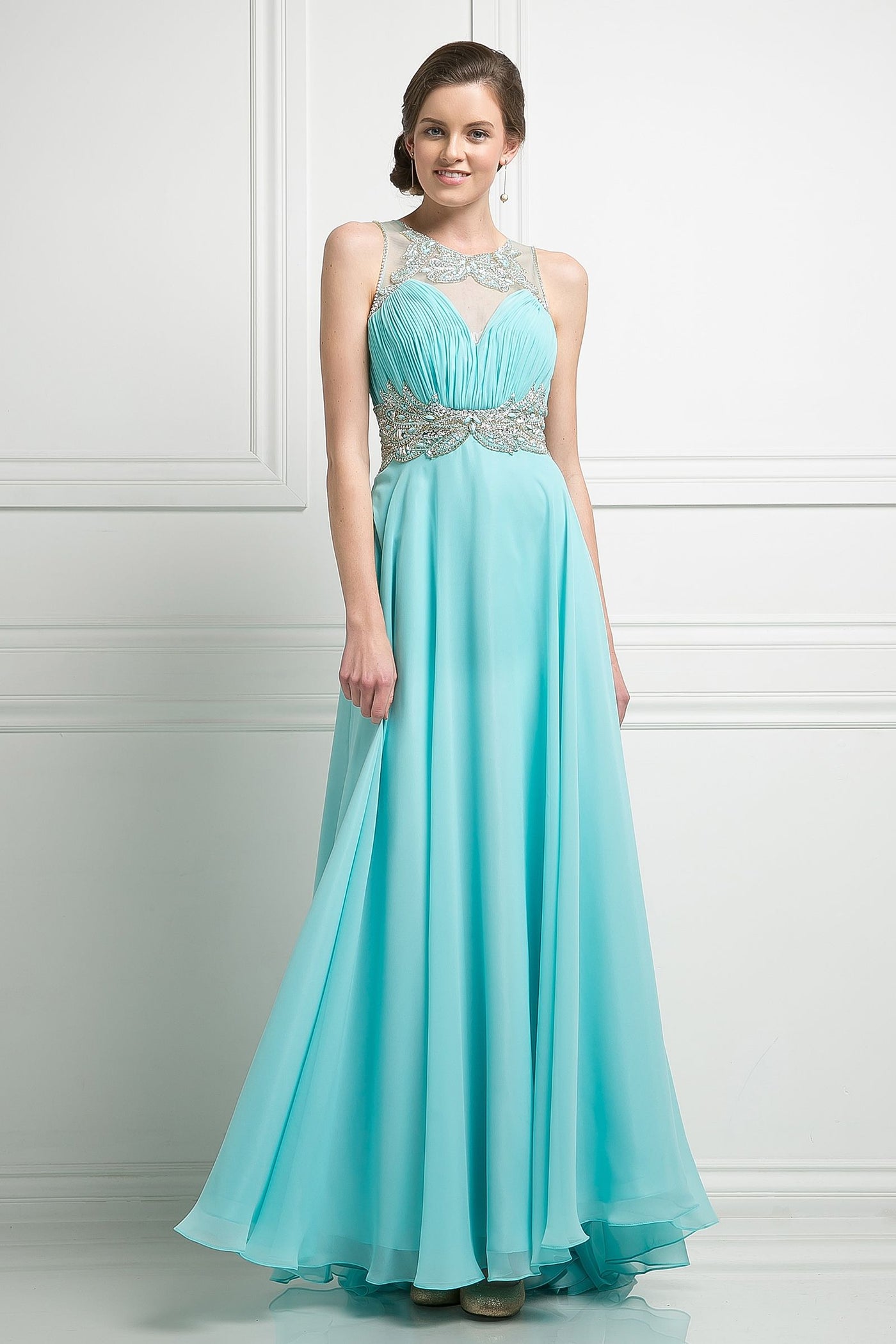 Prom Dresses Long Formal Beaded Evening Prom Dress Mint