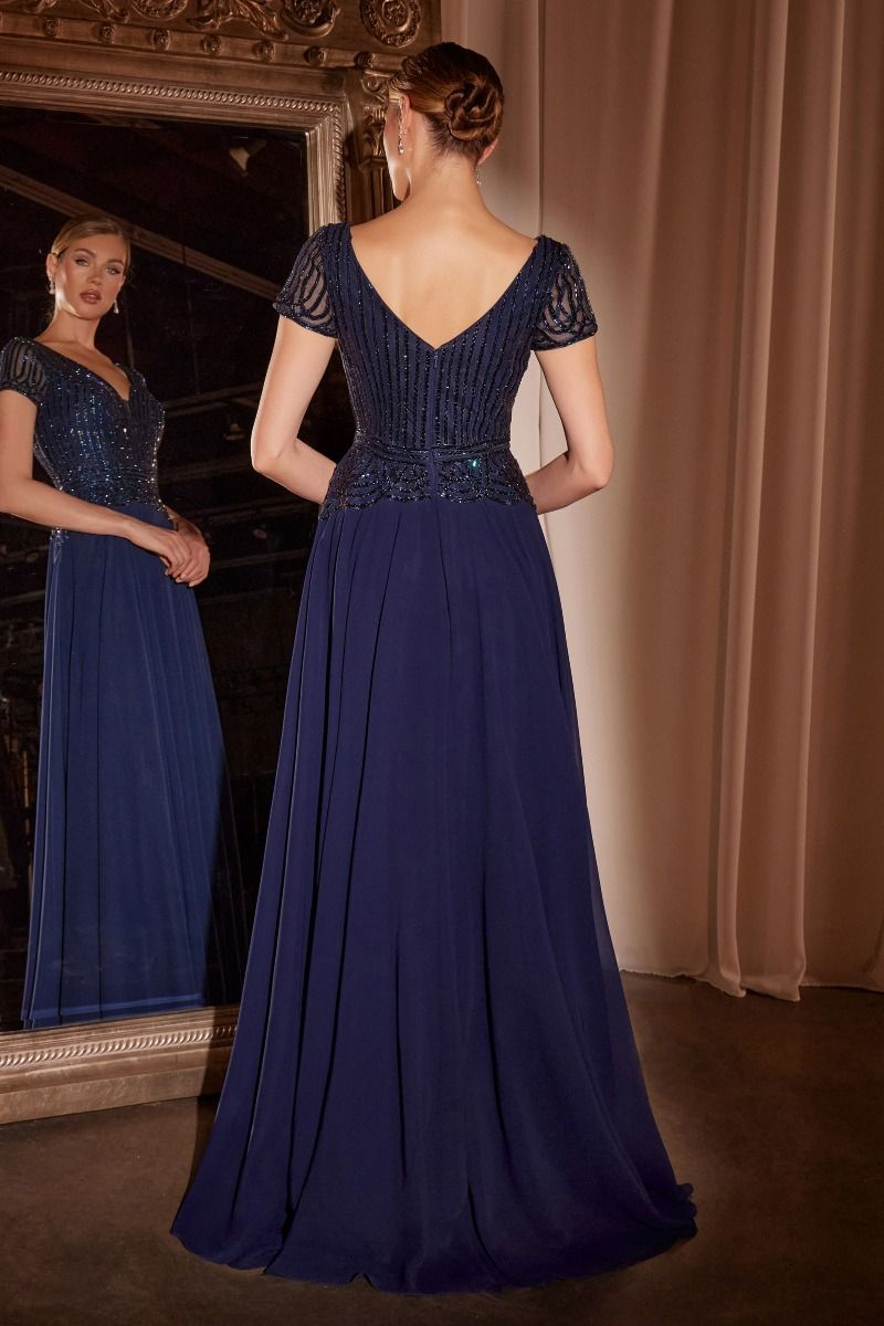 LaDivine CL07 Long A Line Formal Beaded Evening Dress