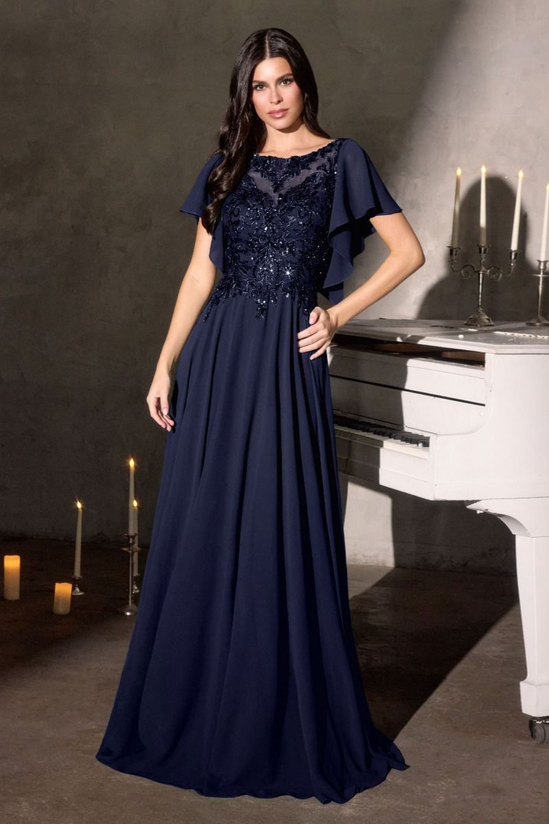Mother of the Bride Dresses Long Formal Beaded Lace Mother of the Bride Dress LaDivine CL09 Navy
