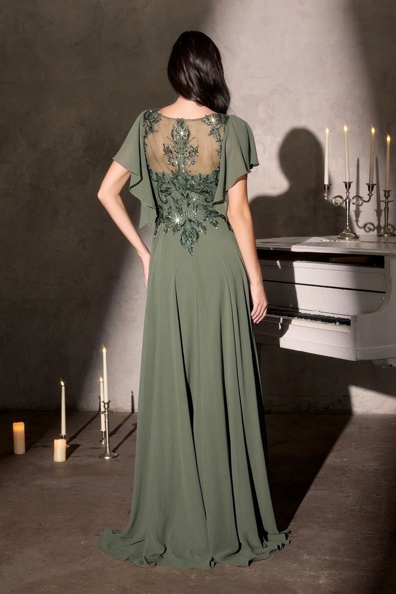Mother of the Bride Dresses Long Formal Beaded Lace Mother of the Bride Dress LaDivine CL09 Olive