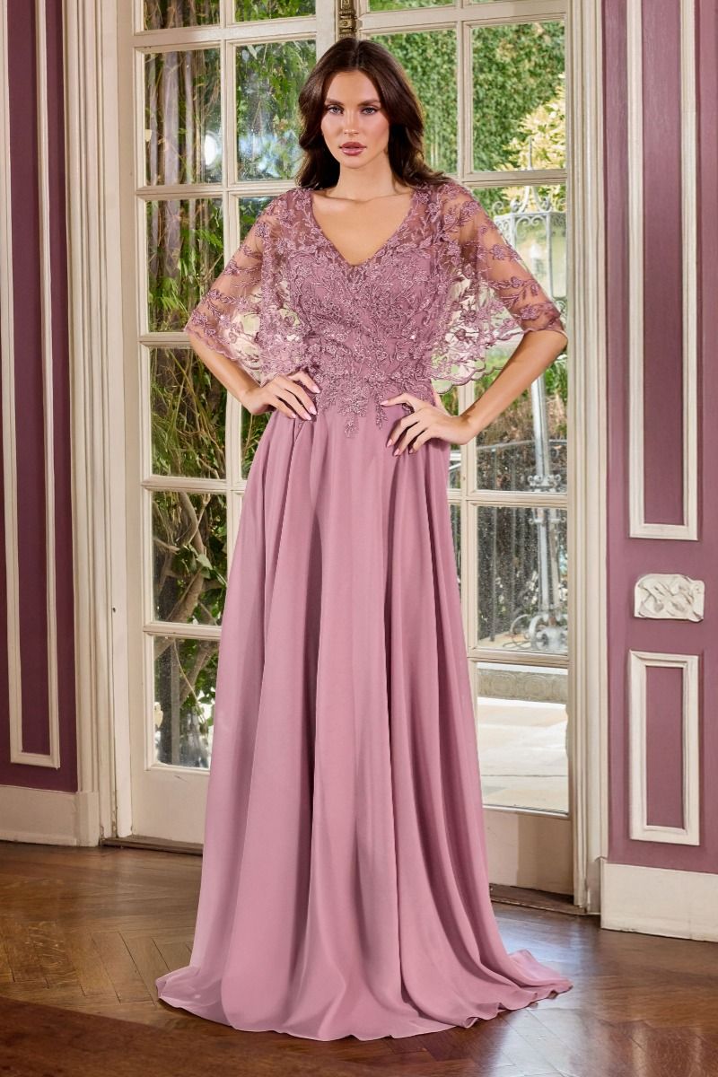 Mother of the Bride Dresses Long Formal A line Lace Mother of the Bride Dress LaDivine CL10 Dusty Mauve