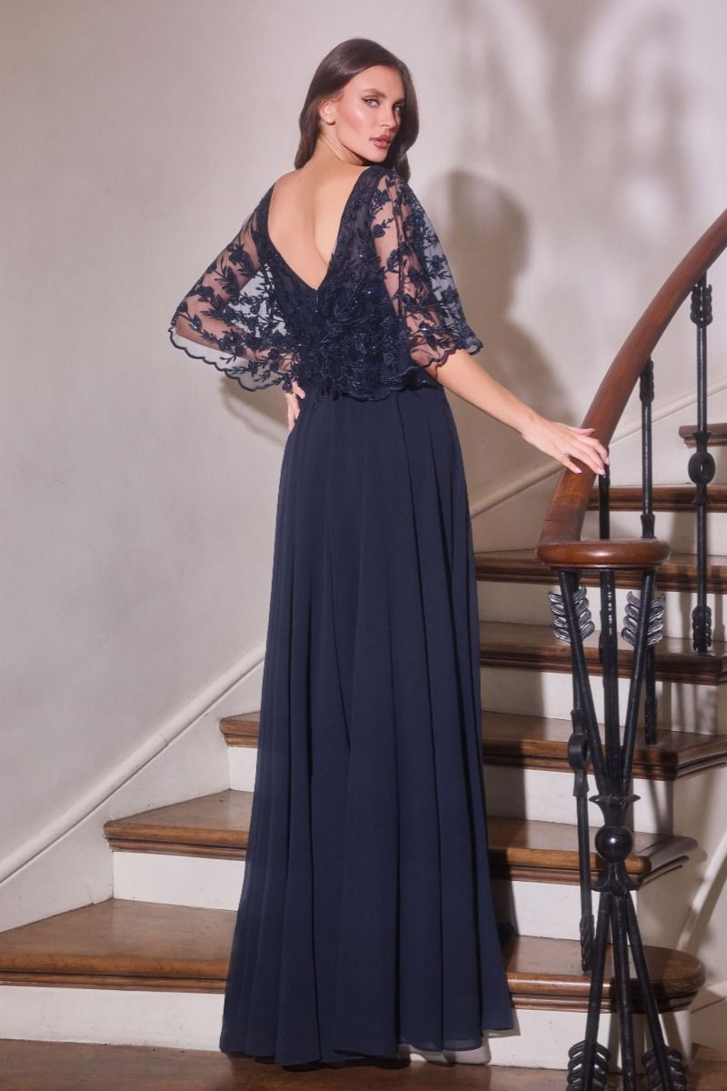 Mother of the Bride Dresses Long Formal A line Lace Mother of the Bride Dress LaDivine CL10 Navy
