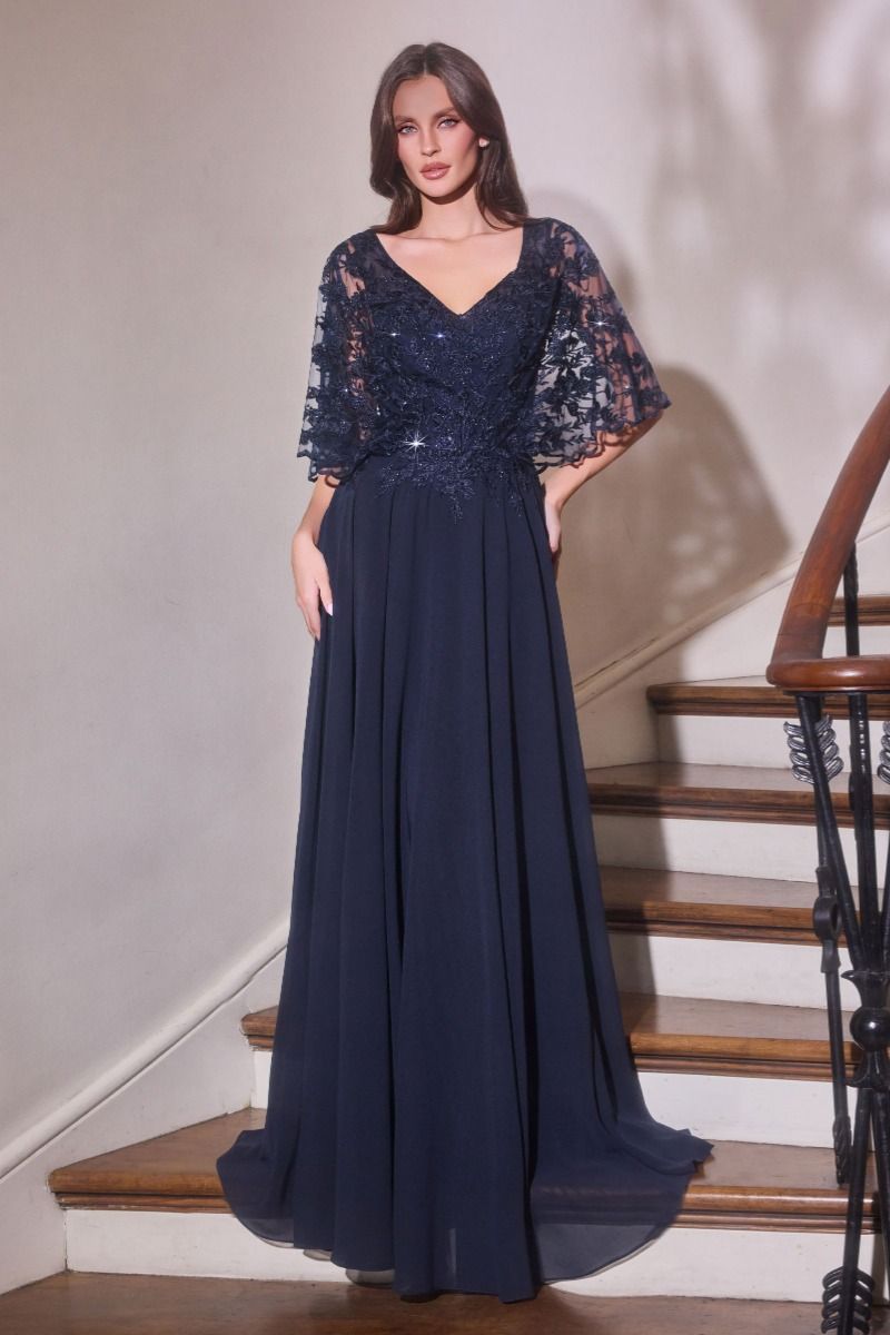 Mother of the Bride Dresses Long Formal A line Lace Mother of the Bride Dress LaDivine CL10 Navy