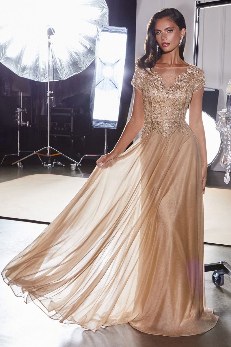 Illusion Floor-Length Tulle Evening A-Line LaDivine CL11