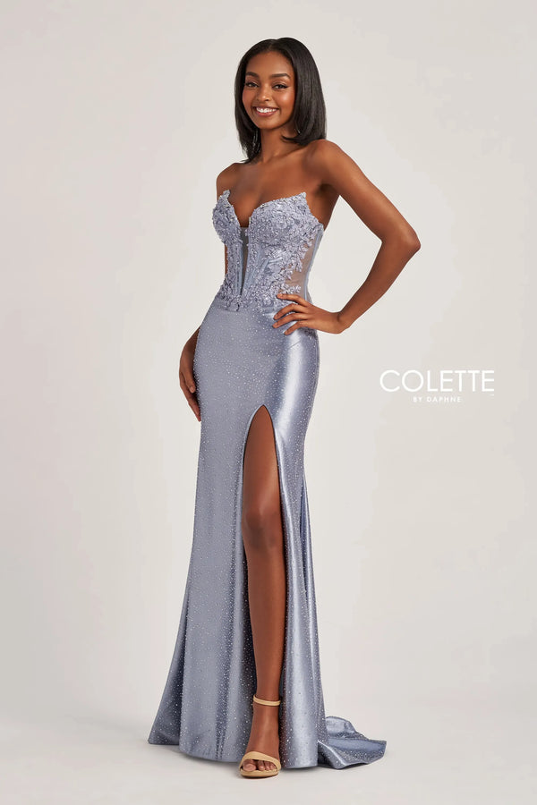 Colette by Daphne CL6009 Sequin Corset Formal Long Prom Dress