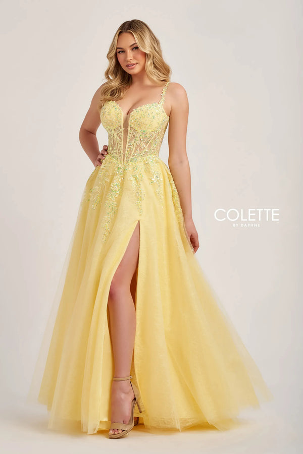 Colette by Daphne CL6018 A Line Sequin Glitter Formal Long Prom Dress