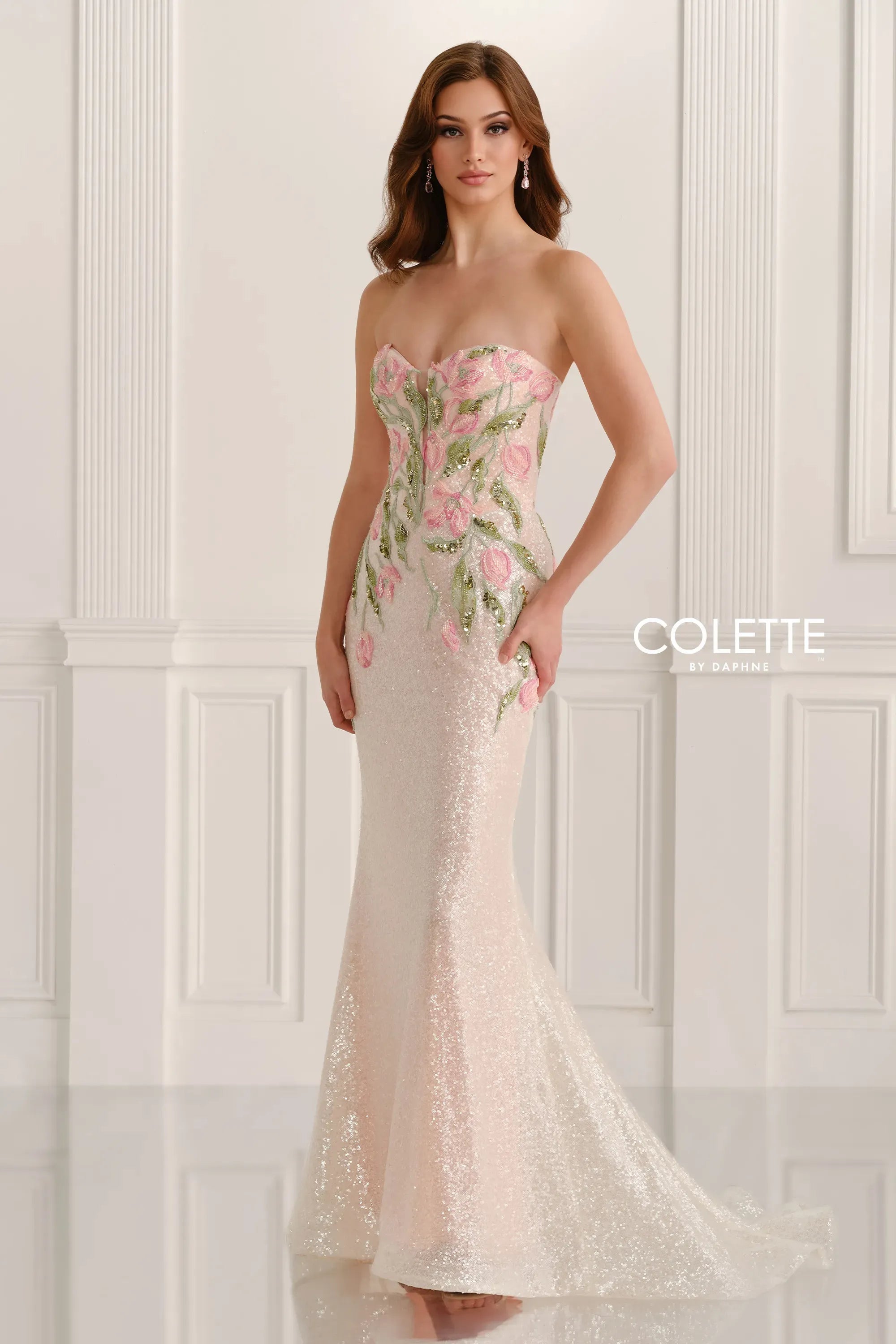 Prom Dresses Lace Applique Formal Long Prom Dress Pink/Multi