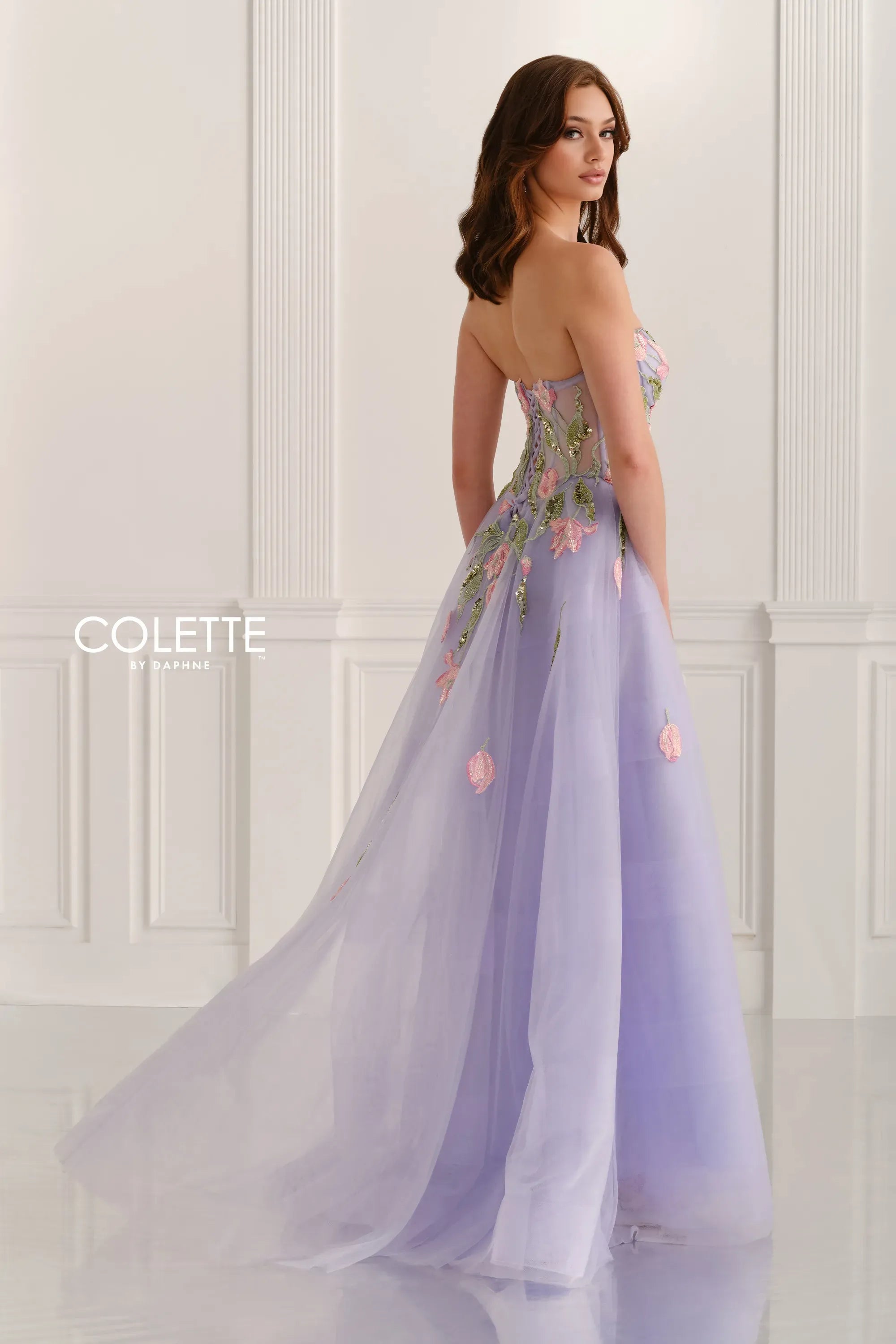 Prom Dresses Ball Gown Beaded Long Formal Prom Dress Lilac/Multi