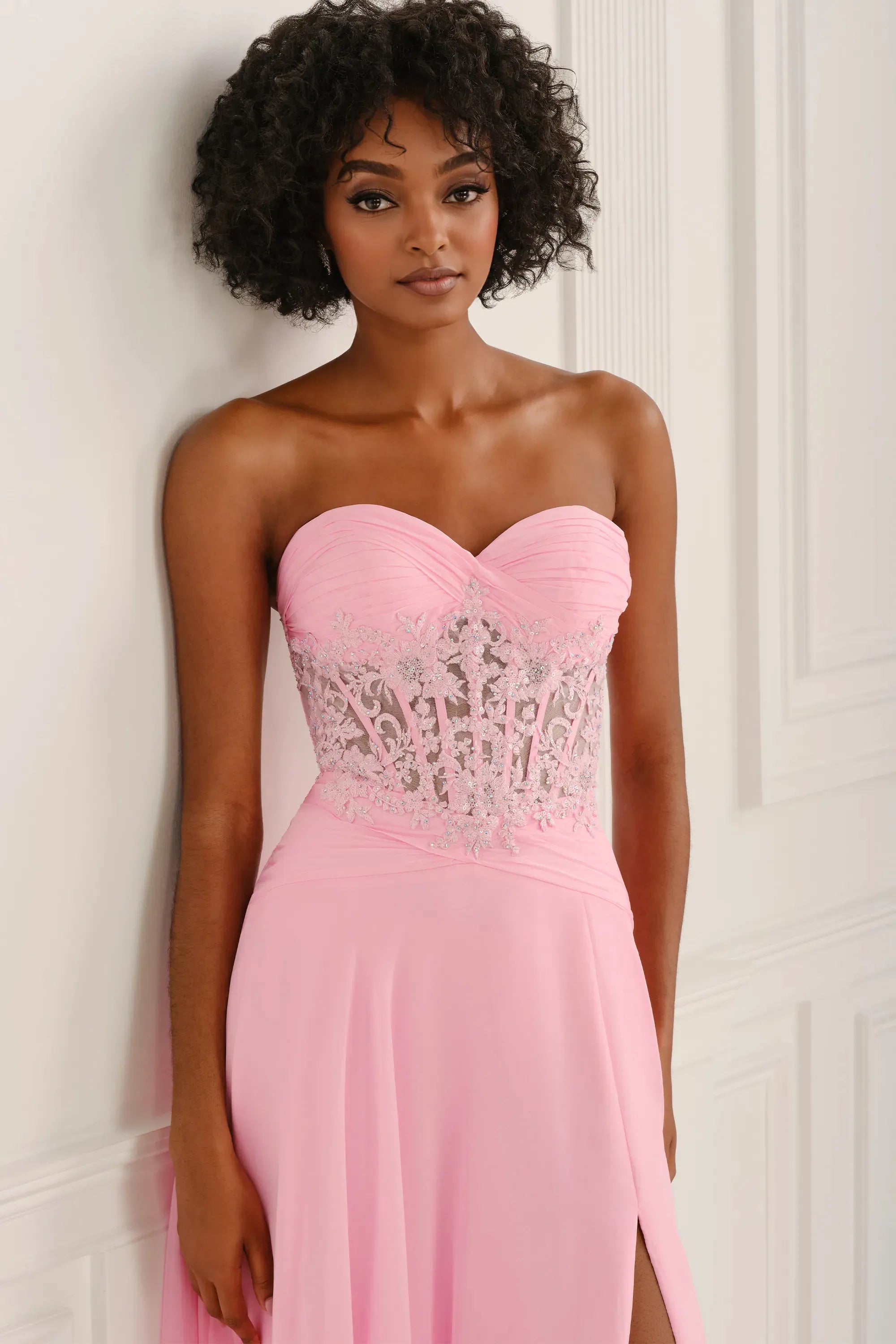 Prom Dresses A Line Lace Long Formal Prom Dress Pink