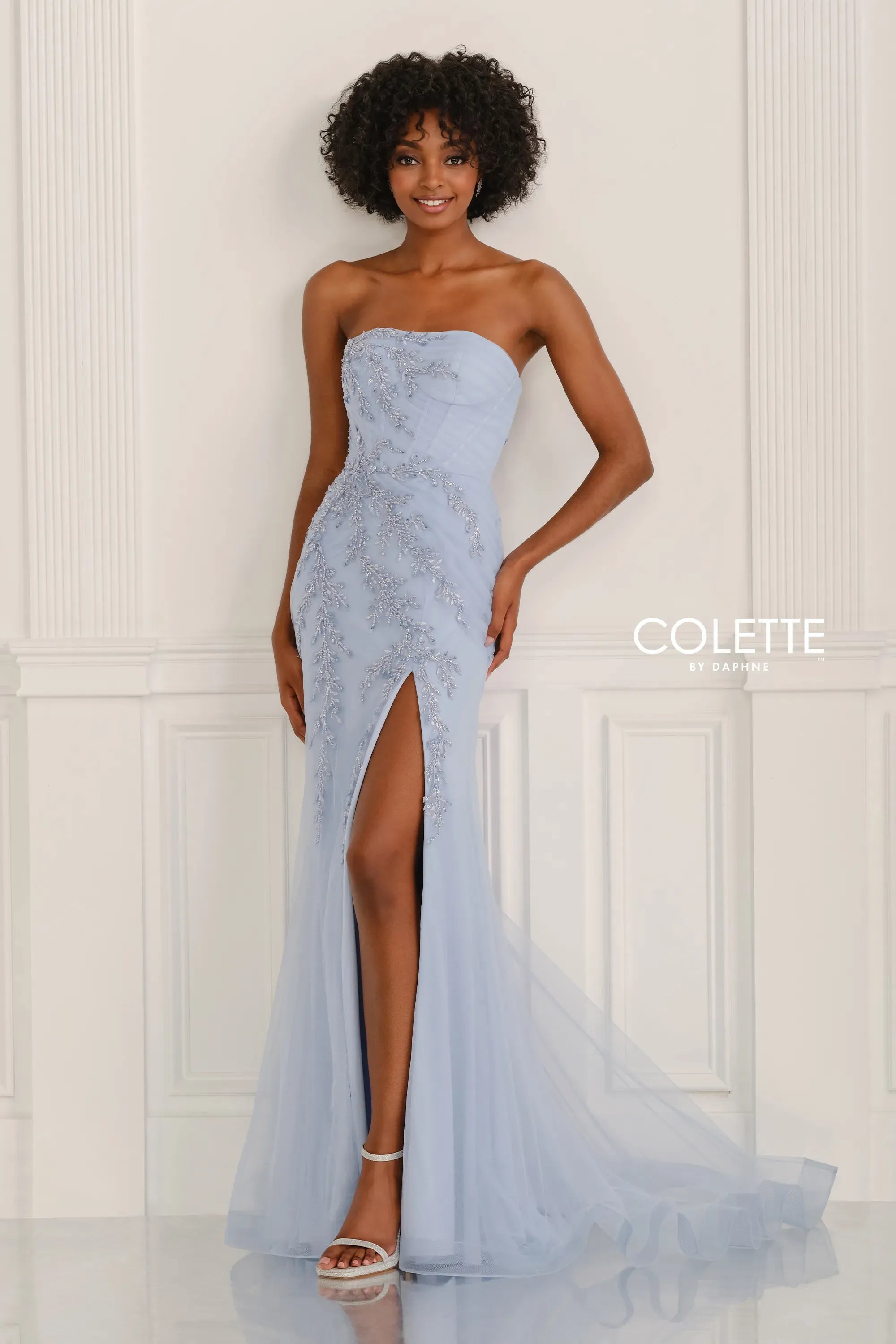 Prom Dresses Long Formal Lace Applique Prom Dress Light Blue