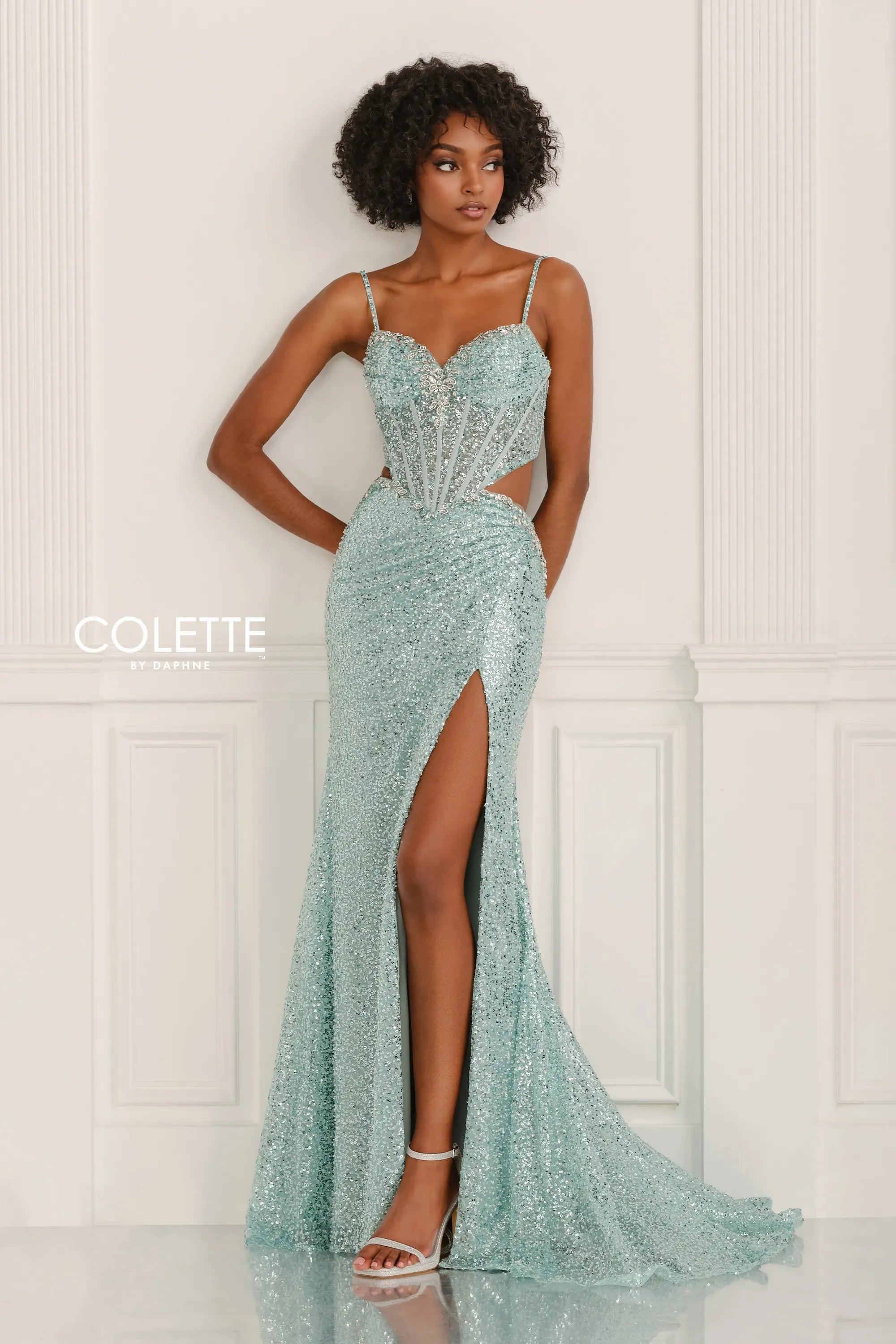 Prom Dresses Mermaid Sequin Formal Long Prom Dress Aqua