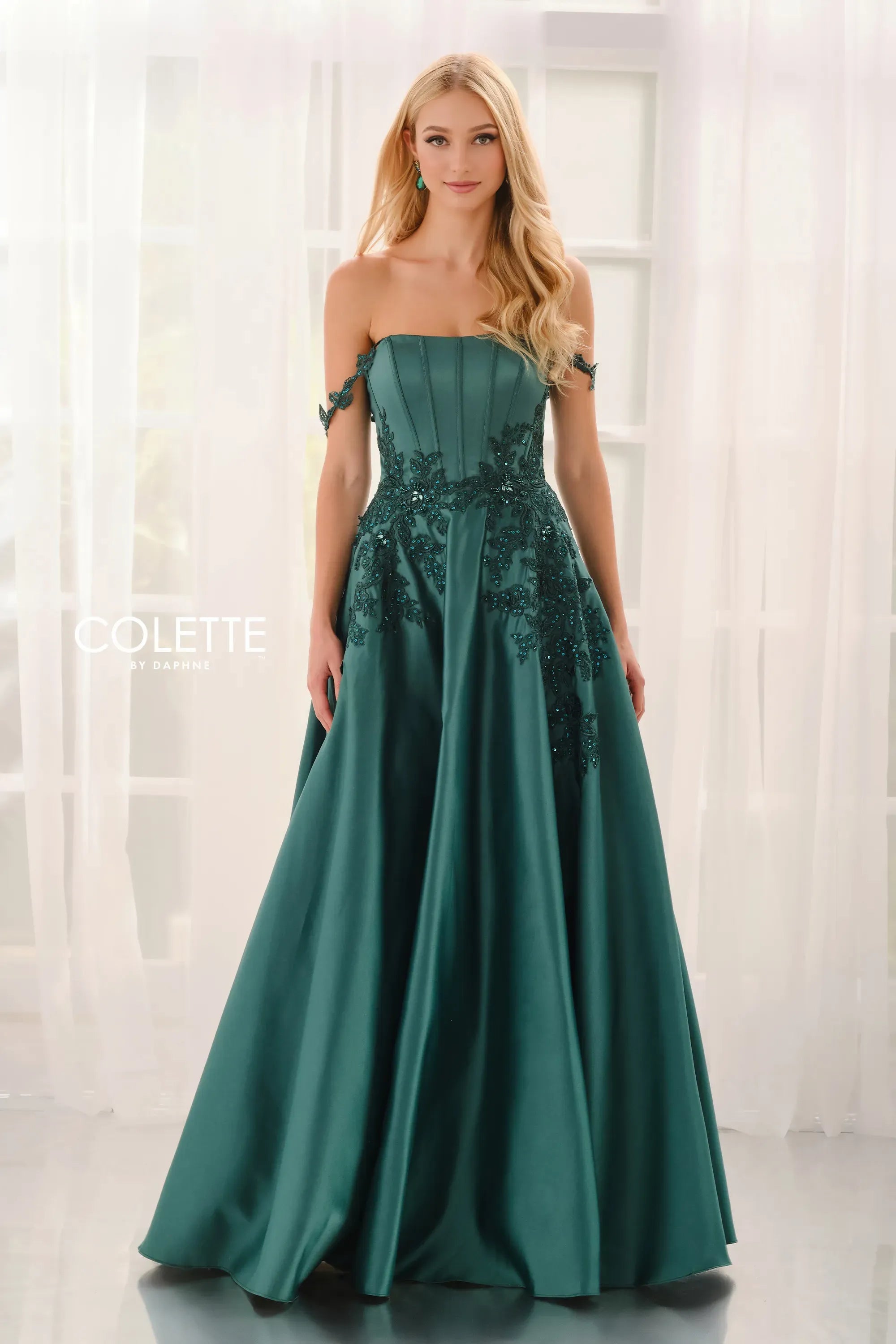 Prom Dresses Corset Beaded Formal Long Prom Dress Hunter Green