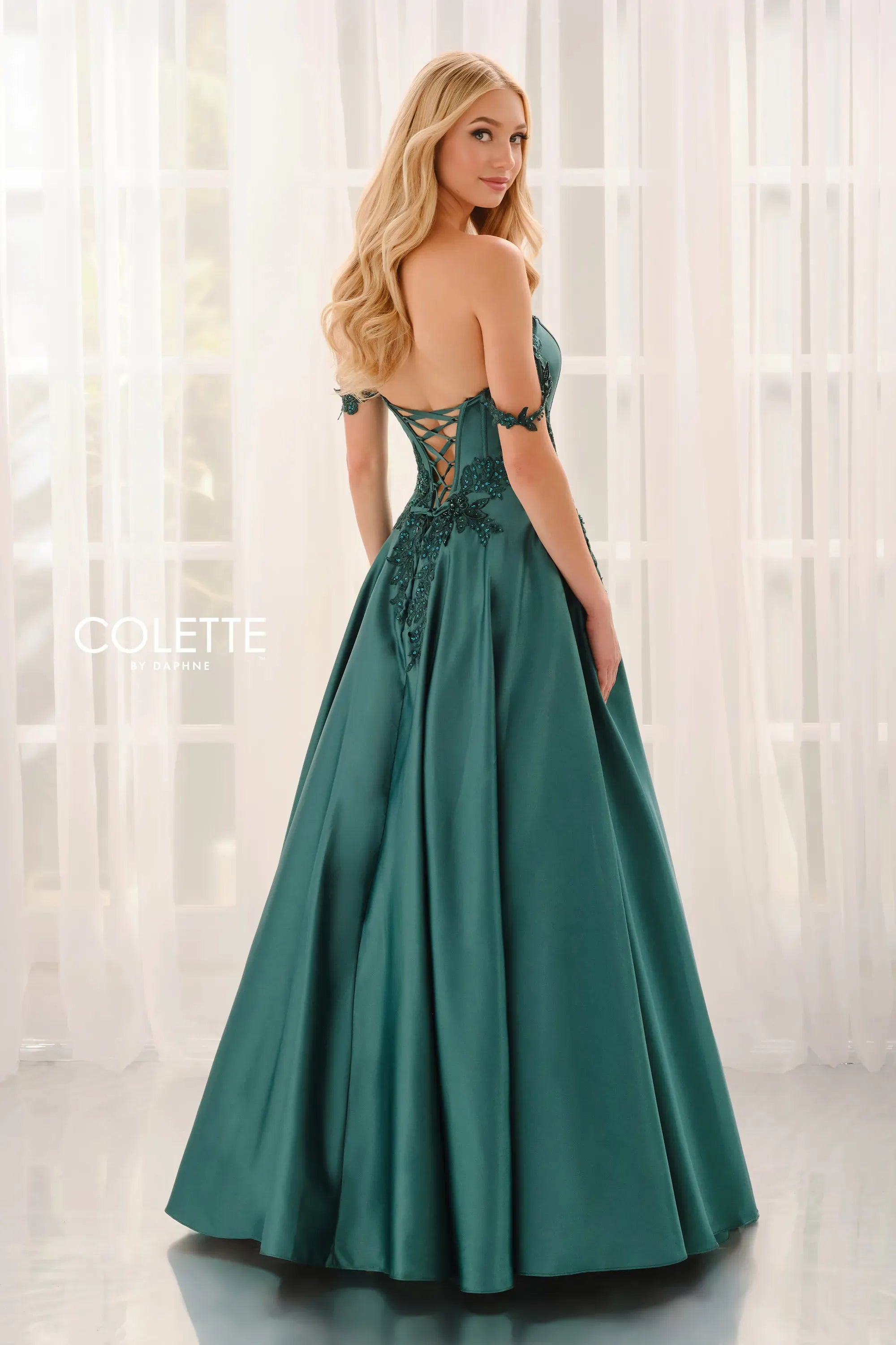 Prom Dresses Corset Beaded Formal Long Prom Dress Hunter Green