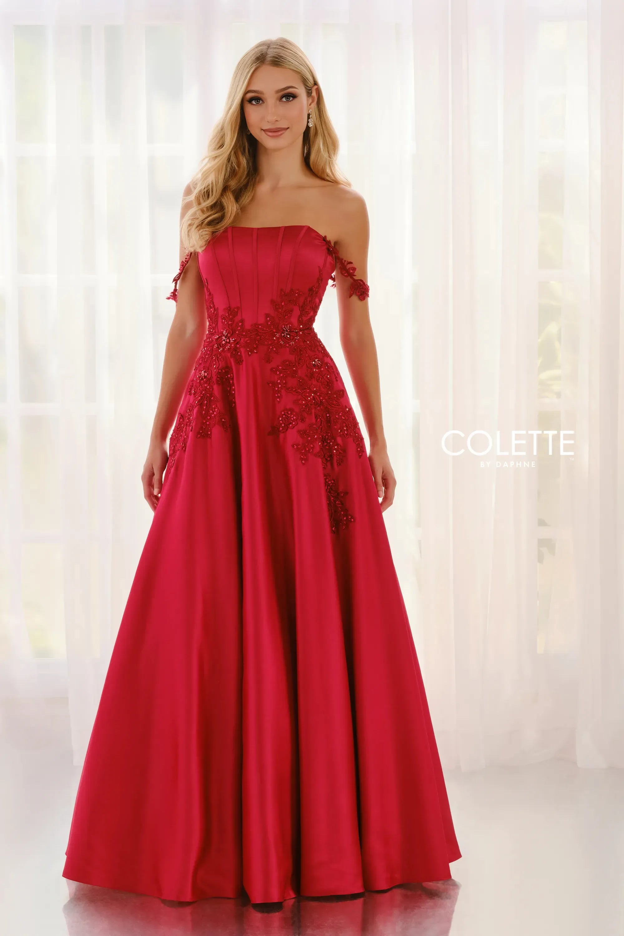 Prom Dresses Corset Beaded Formal Long Prom Dress Scarlet