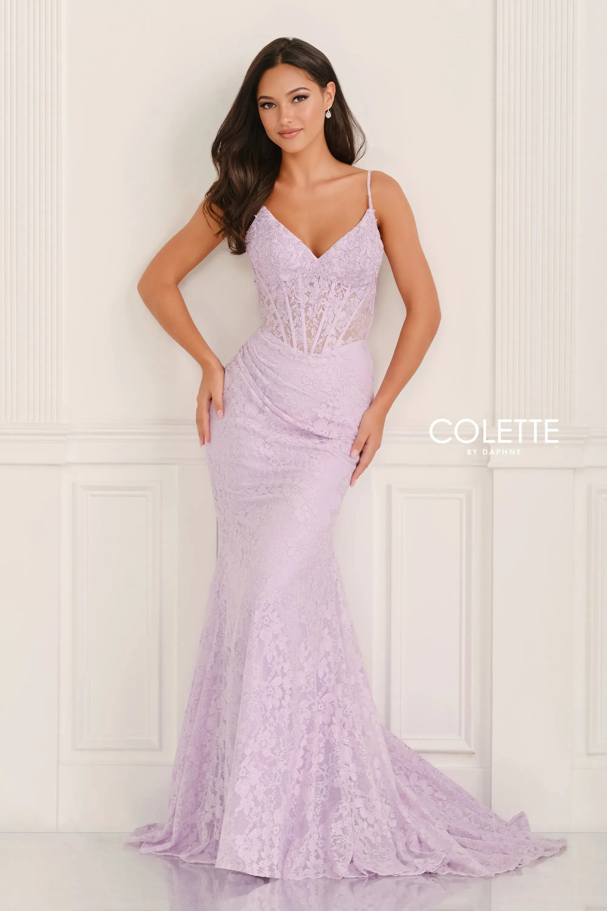 Prom Dresses Corset Lace Formal Long Prom Dress Lilac
