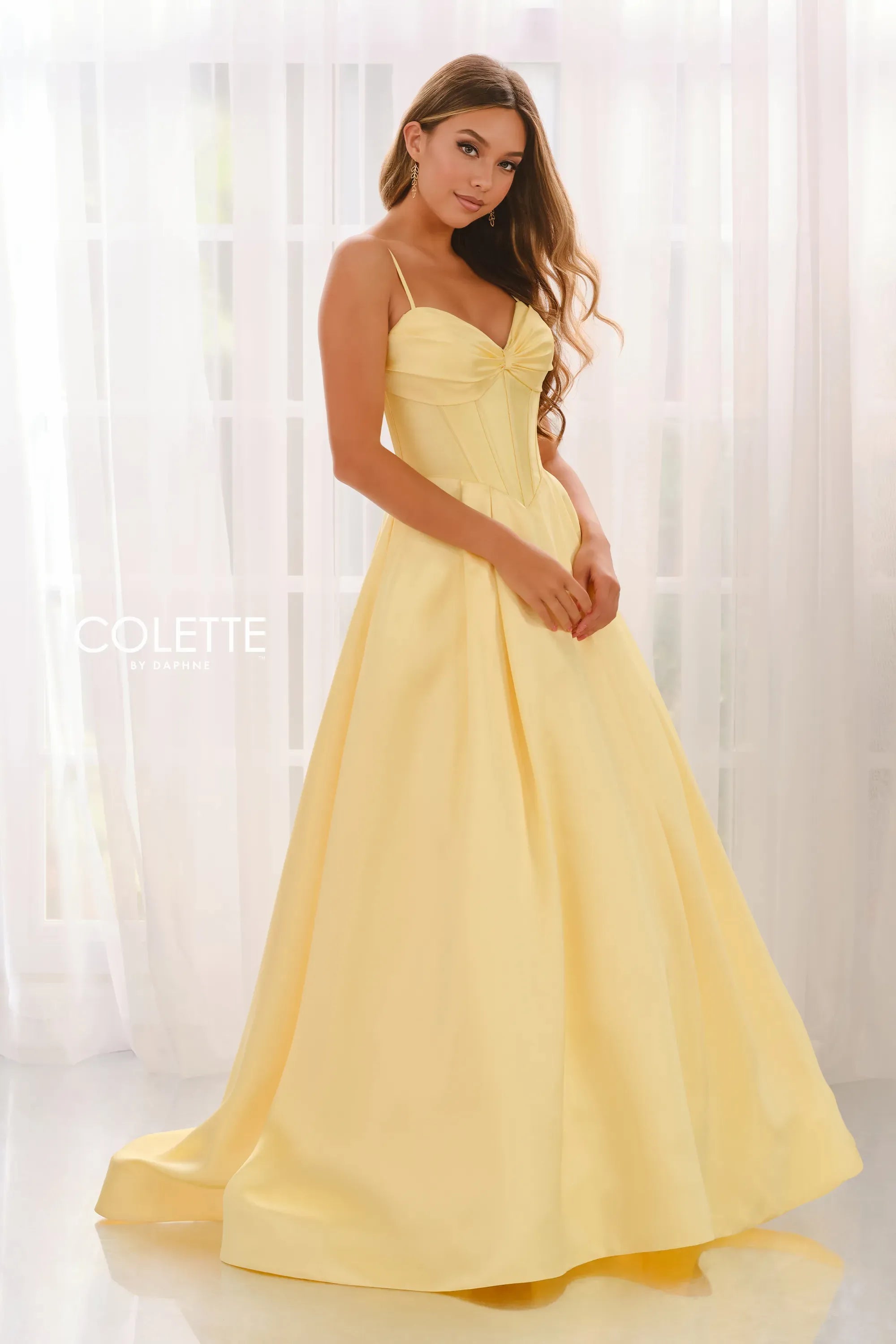 Prom Dresses Long Ball Gown Corset Formal Prom Dress Yellow