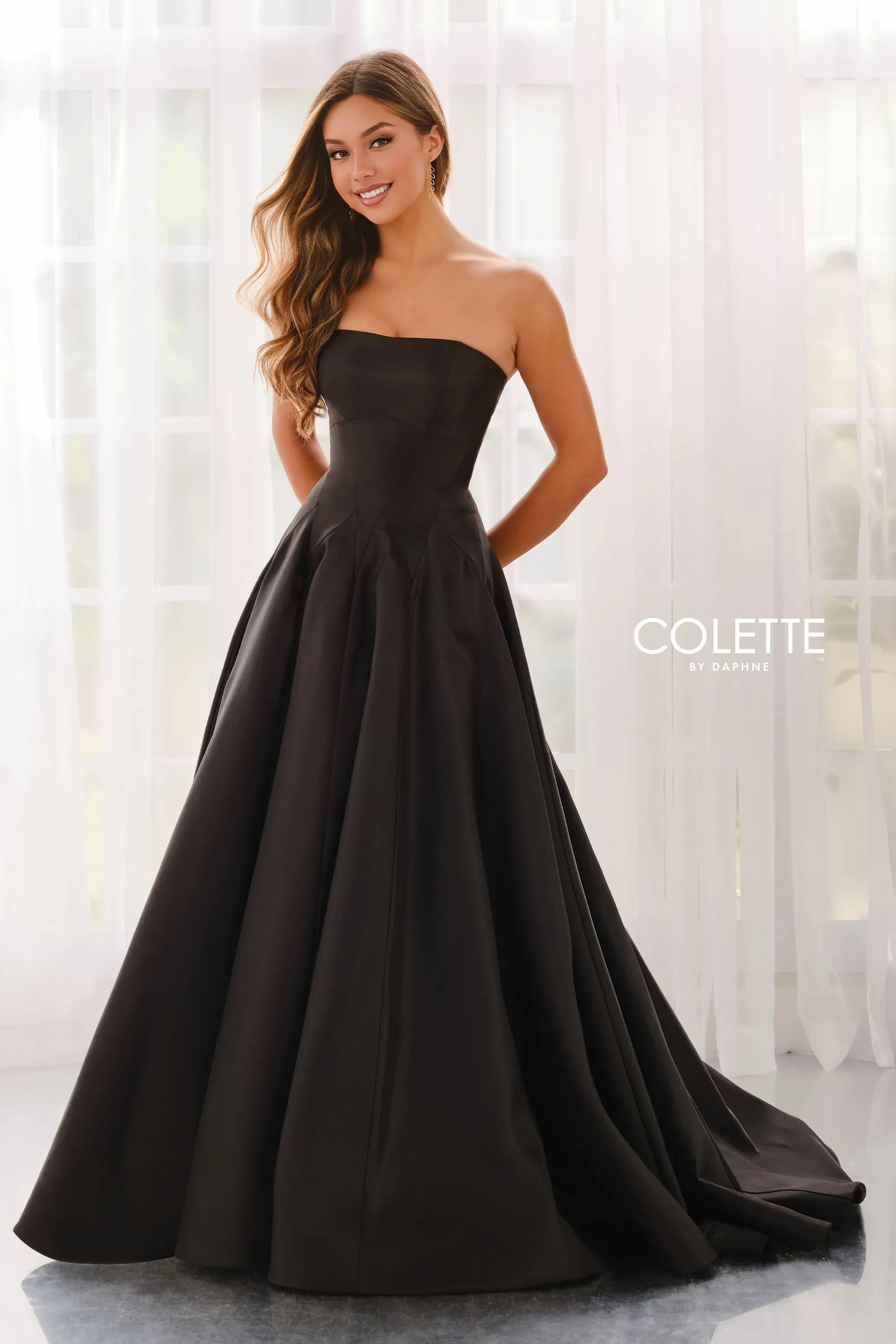 Colette by Daphne CL6189 Long Ball Gown Formal Prom Dress - Black / 12 Colette by Daphne CL6189 Long Ball Gown Formal Prom Dress - Black / 12