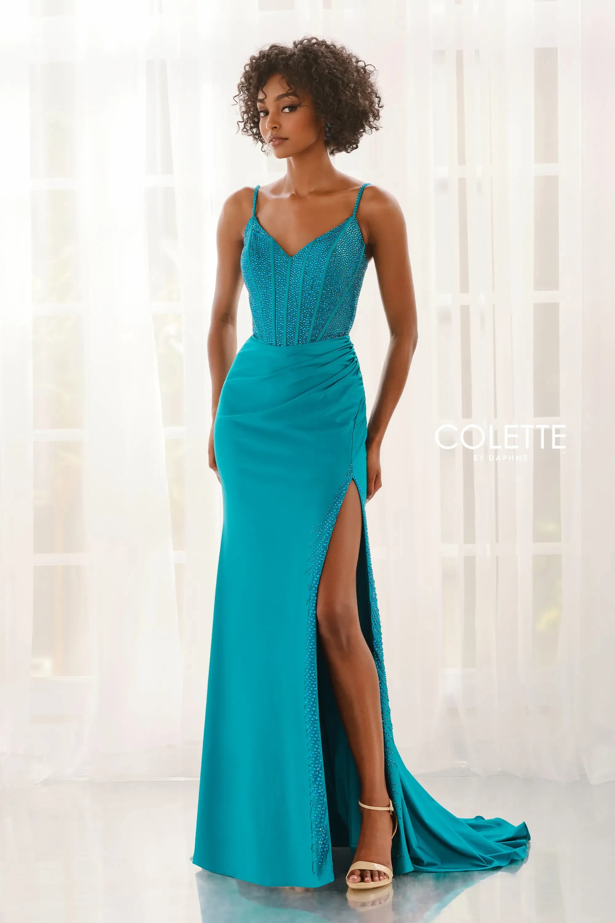 Prom Dresses Fitted Corset Formal Long Prom Dress Turquoise