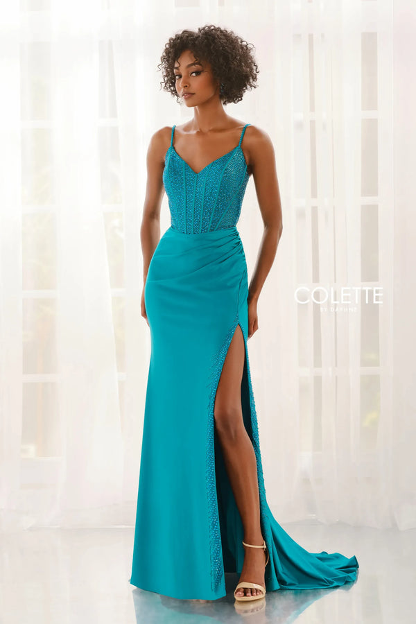 Colette by Daphne CL6197 Fitted Corset Formal Long Prom Dress