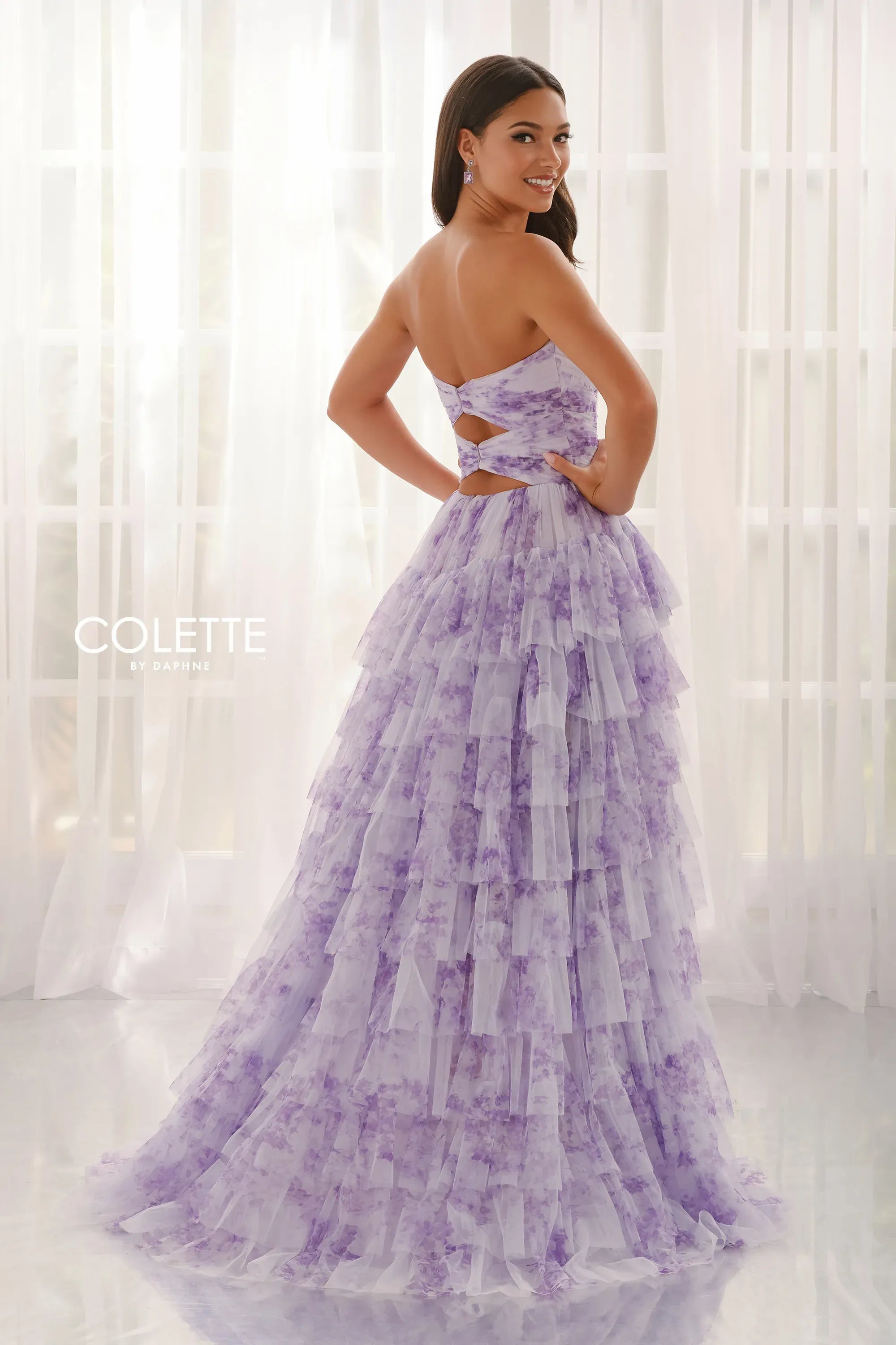 Prom Dresses Beaded Floral Long Formal Prom Dress Purple
