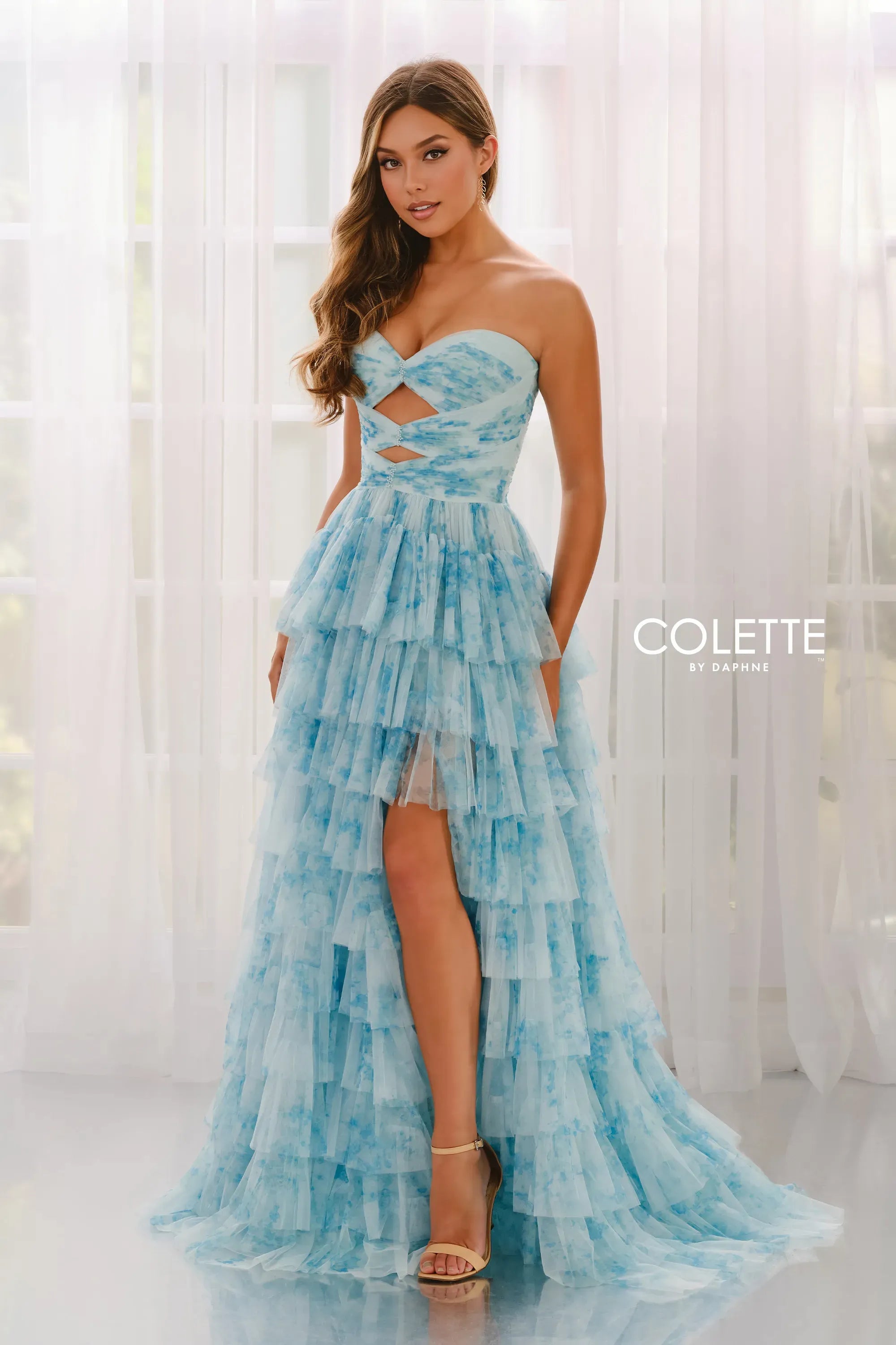 Prom Dresses Beaded Floral Long Formal Prom Dress Turquoise