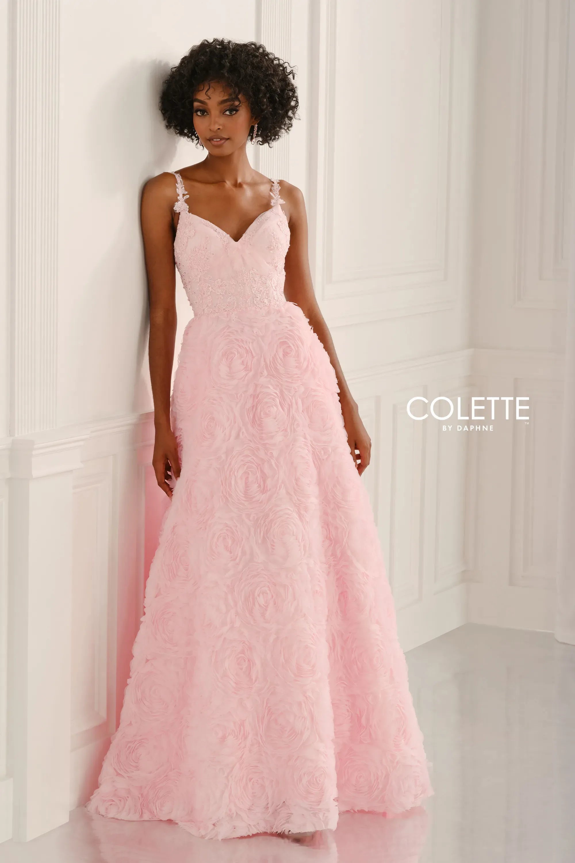 Prom Dresses Lace Applique Long Formal Evening Prom Dress Light Pink