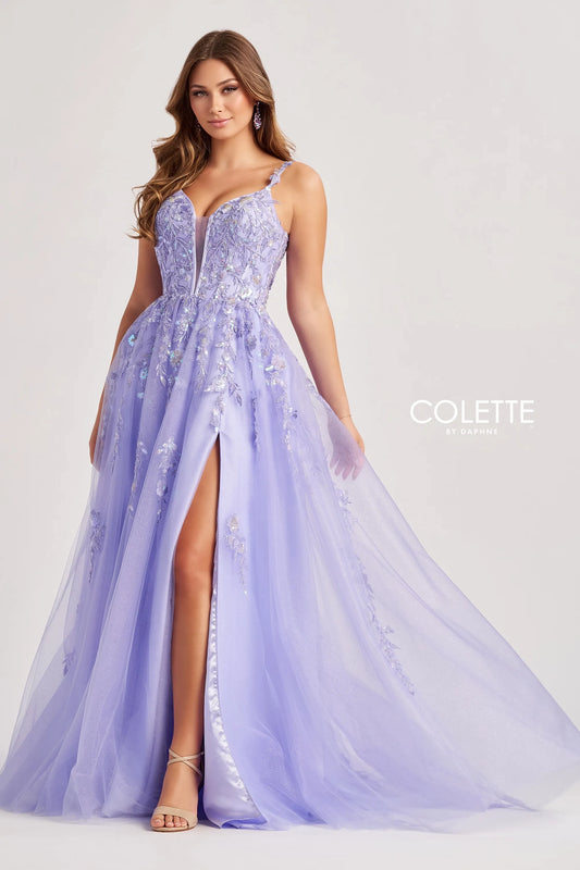 Prom Dresses Sequin Long Slit Glitter A Line Formal Prom Dress Lilac