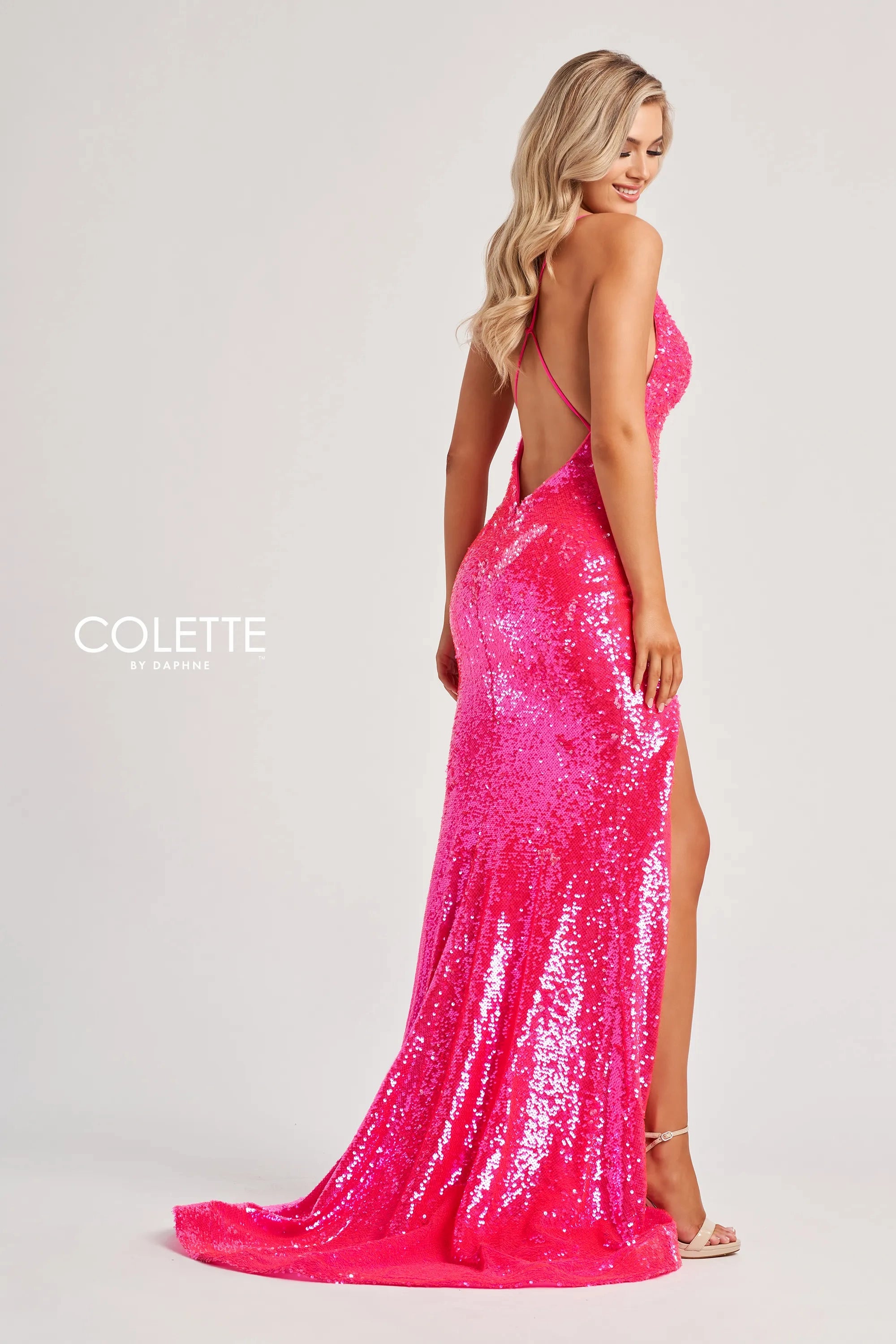 Prom Dresses Long Mermaid Formal Sequin Prom Dress  Cotton Candy