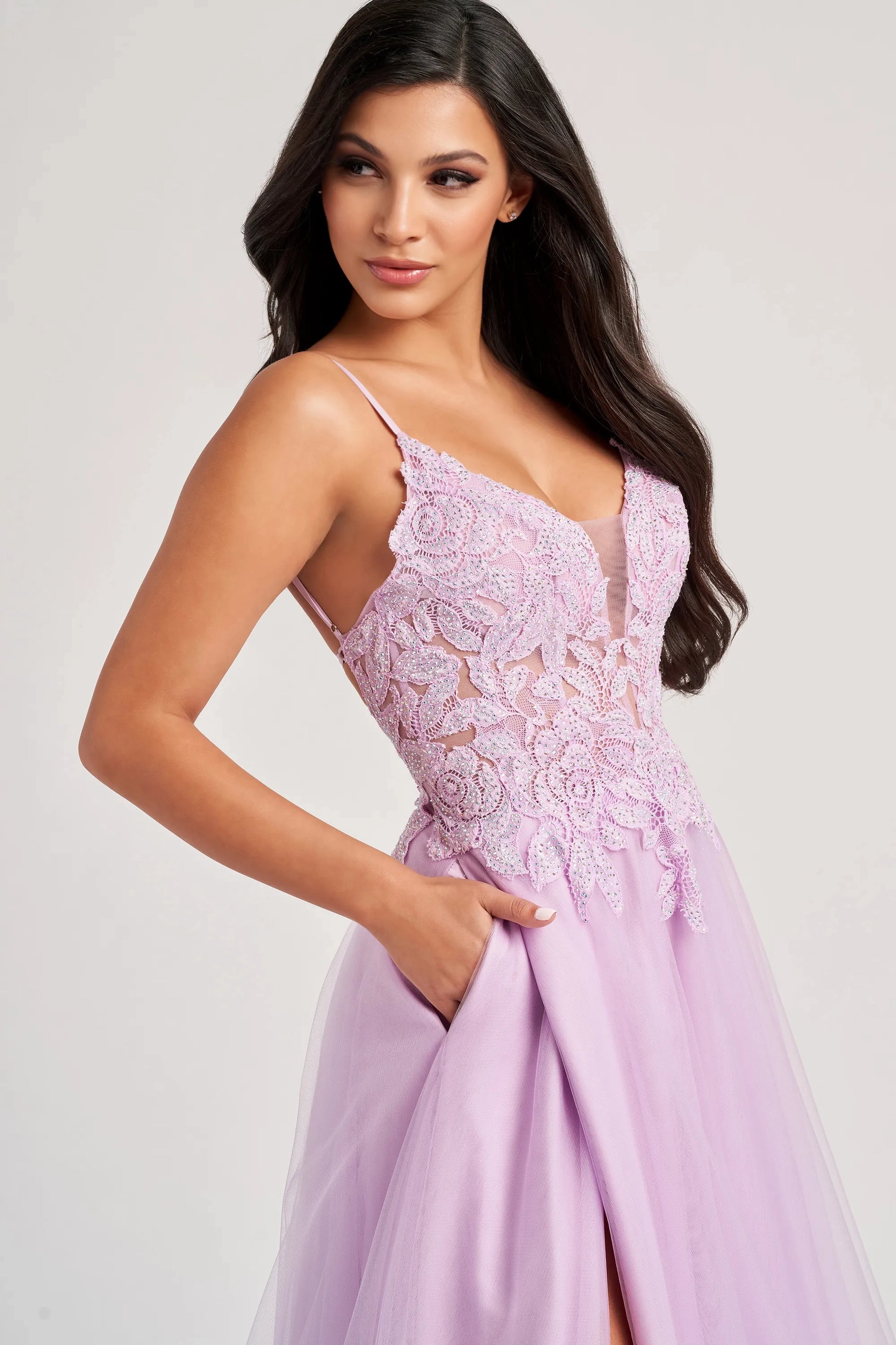 Colette by Daphne CL8100 Long Lace A Line Formal Prom Dress
