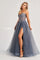 Prom Dresses A Line Long Formal Slit Prom Dress Steel