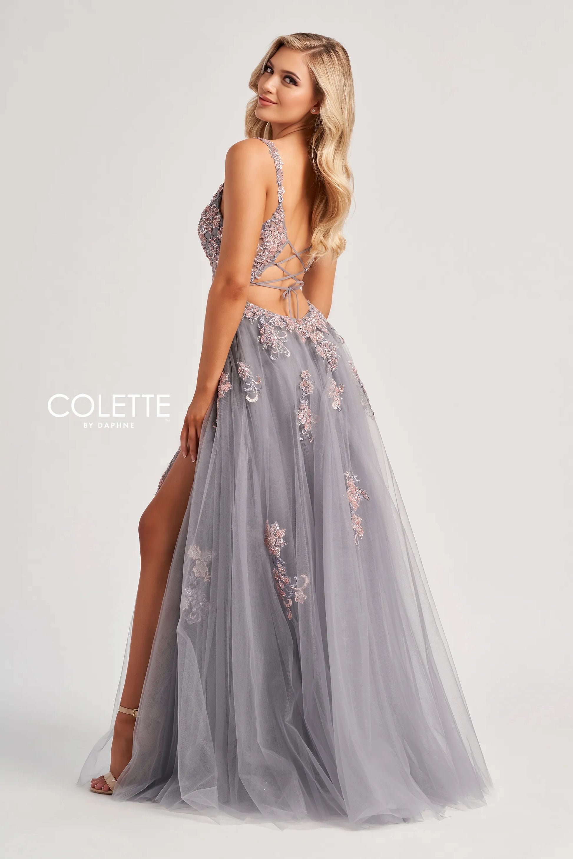 Colette by Daphne CL8130 A Line Long Sequin Formal Dress