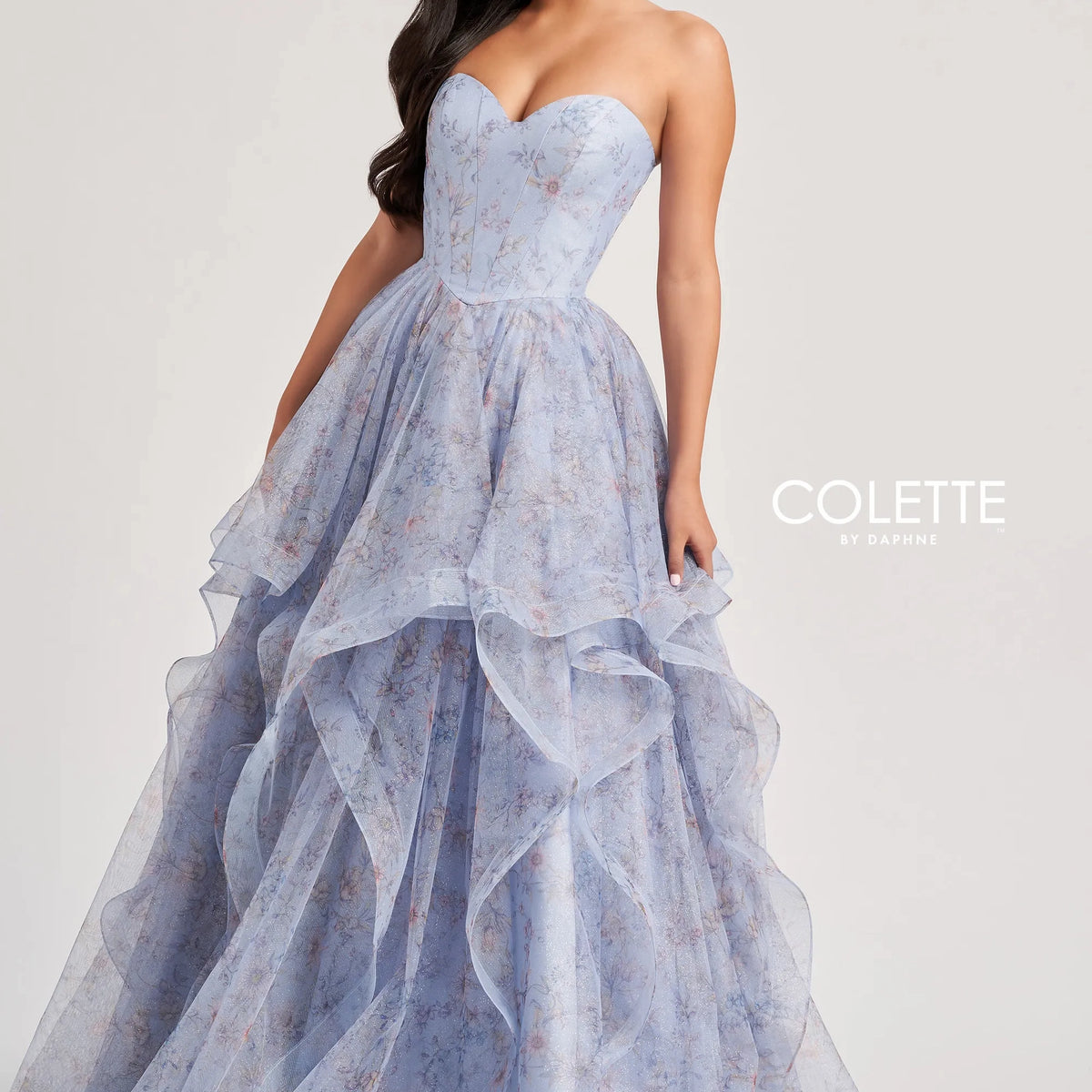 Colette by Daphne CL8180 Long Glitter Ball Gown Formal Printed