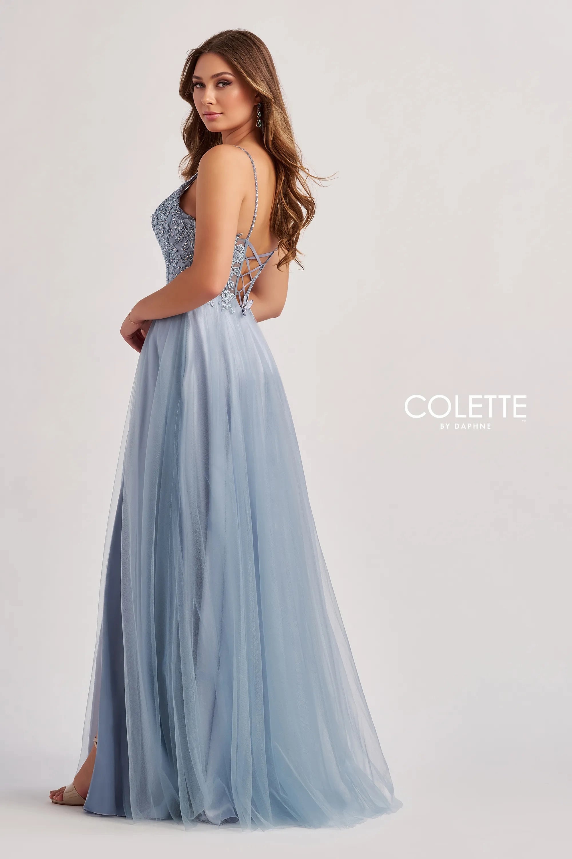 Prom Dresses Beaded Long A Line Formal Prom Dress Dusty Blue
