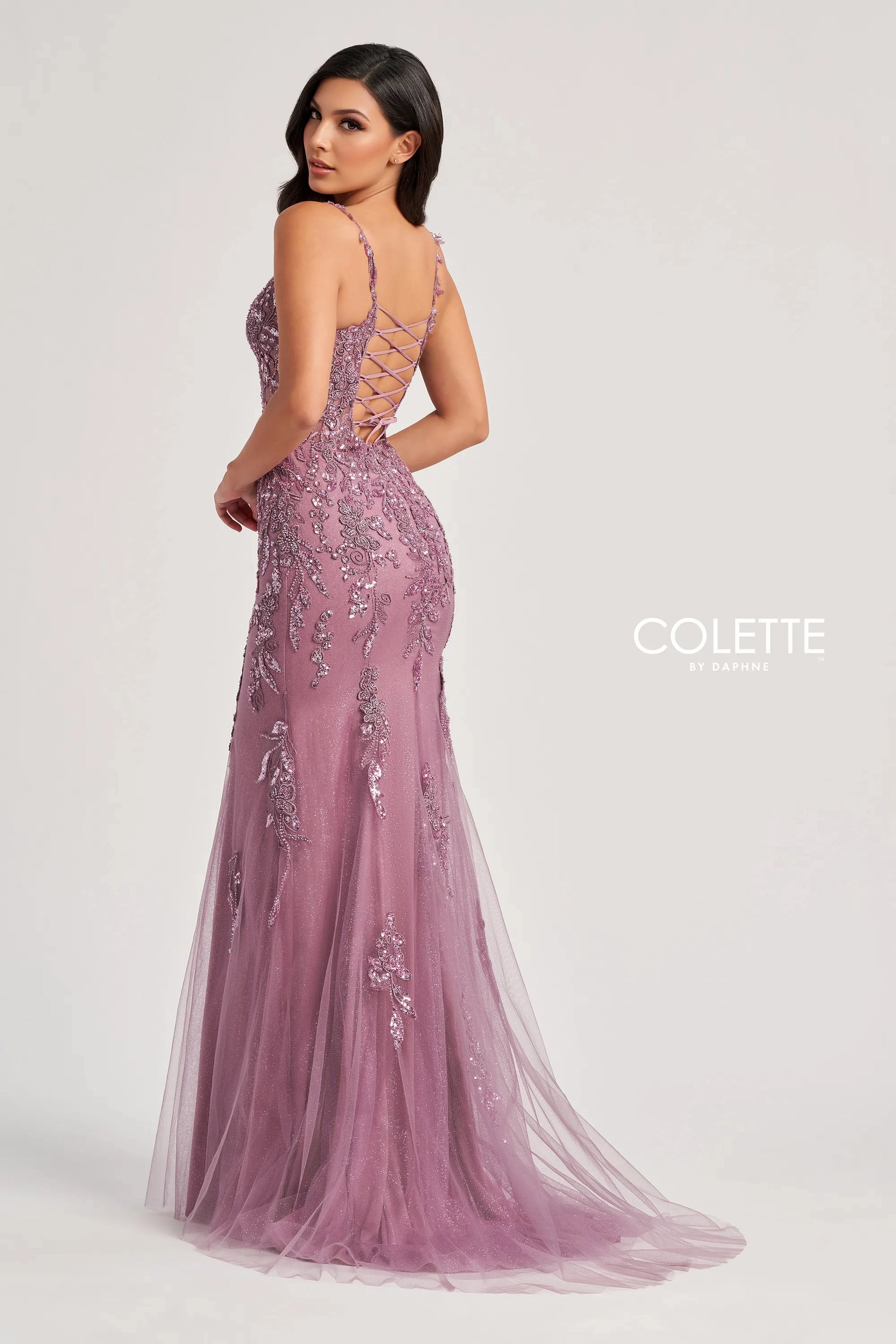 Colette by Daphne CL8210 Beaded Long Sequin Glitter Formal Prom Dress