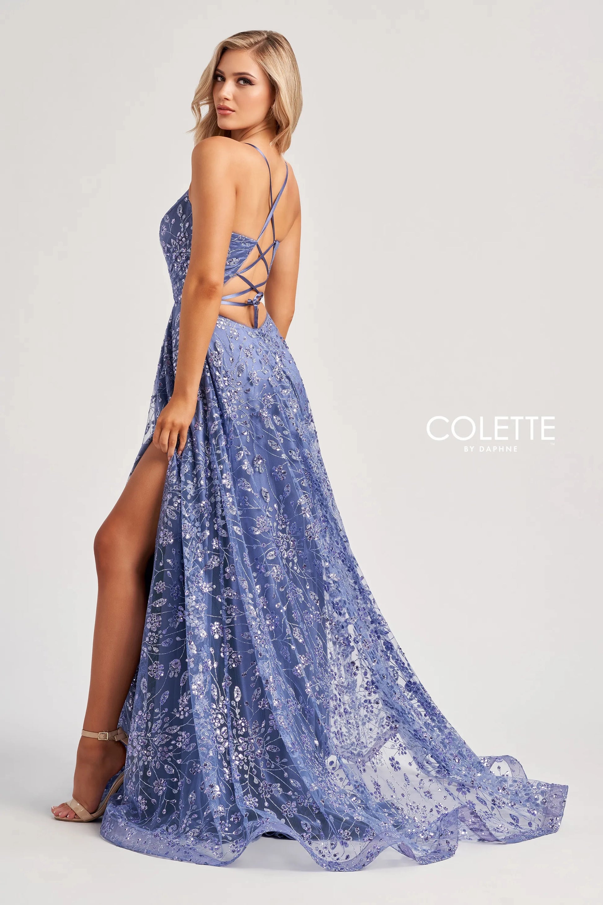 Colette by Daphne CL8230 A Line Sequin Long Formal Prom Dress
