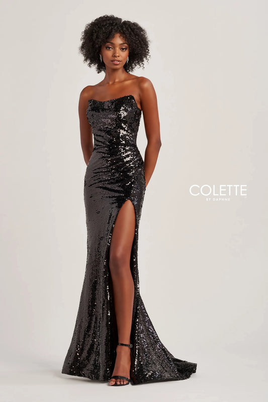 Prom Dresses Long Sequin Slit Formal Evening Prom Dress Black