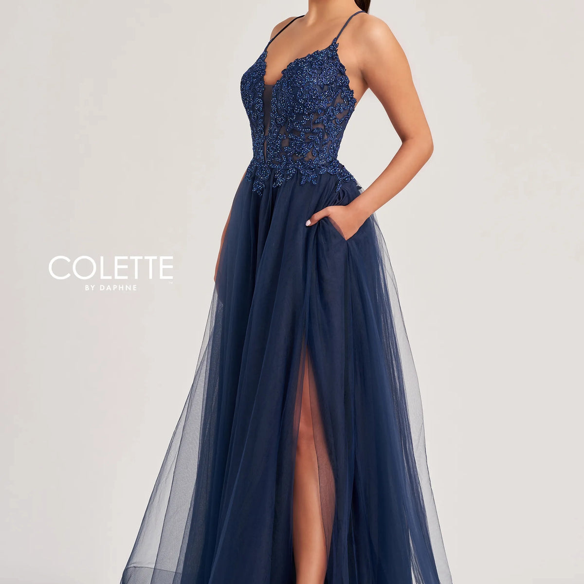 Colette by Daphne CL8320 A Line Lace Long Formal Prom Dress