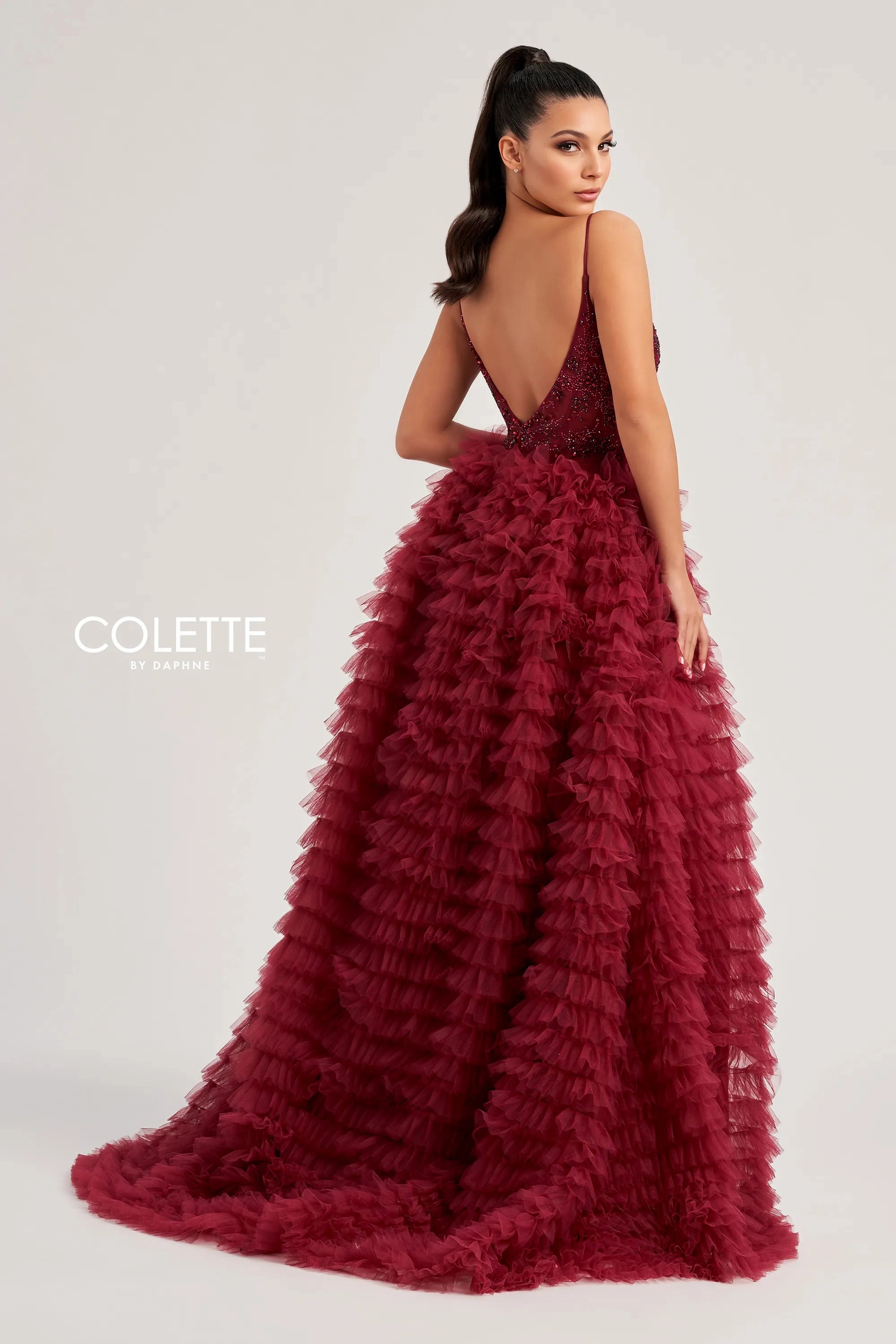 Prom Dresses Long Slit Ball Gown Formal Prom Dress Bordeaux