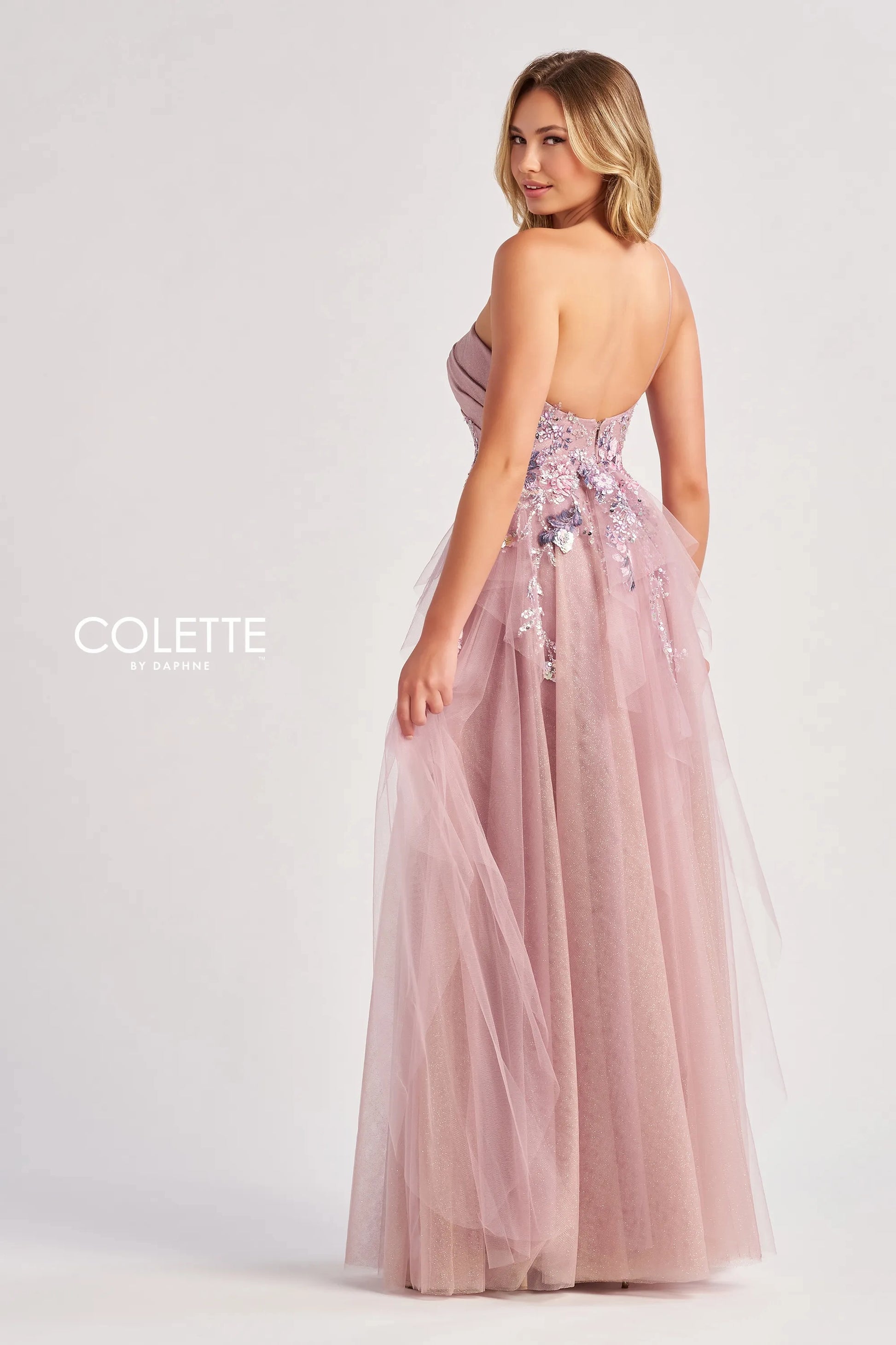 Colette by Daphne CL8400 Long Glitter A Line Formal Prom Dress
