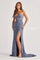 Prom Dresses Long Slit Lace Formal Prom Dress Smoke