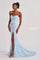 Prom Dresses Mermaid Long Sequin Lace Slit Formal Prom Dress Ice Blue