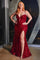 Plus Size Dresses Plus Size Long Formal Fitted Sequin Print Prom Gown Red