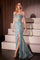 Prom Dresses Sequin Fitted Long Formal Corset Prom Gown Sea Mist