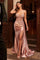 Prom Dresses Beaded Slit Long Formal Fitted Prom Dress Dusty Rose