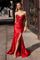 Prom Dresses Pleated Long Formal Beaded Corset Prom Dress Red
